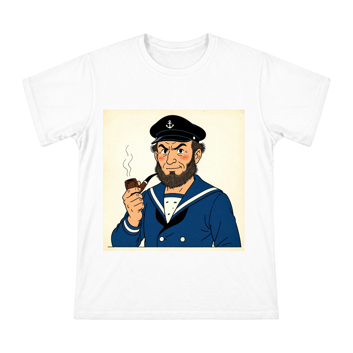 Retro Comic-Style Grumpy Sea Captain Portrait T-Shirt front [ai-pod:7dc2d19c4b2424ff06d32069168f8d9d]