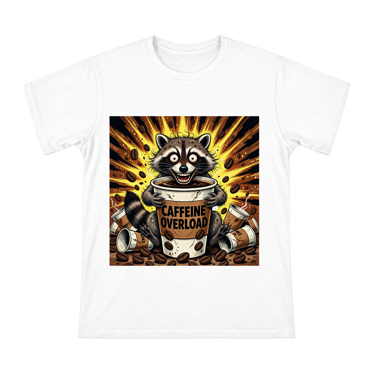 Caffeine Overload Raccoon Men's Heavyweight Cotton T-Shirt front [ai-pod:54a2e12f3fac3813d573f0053e46ec62]