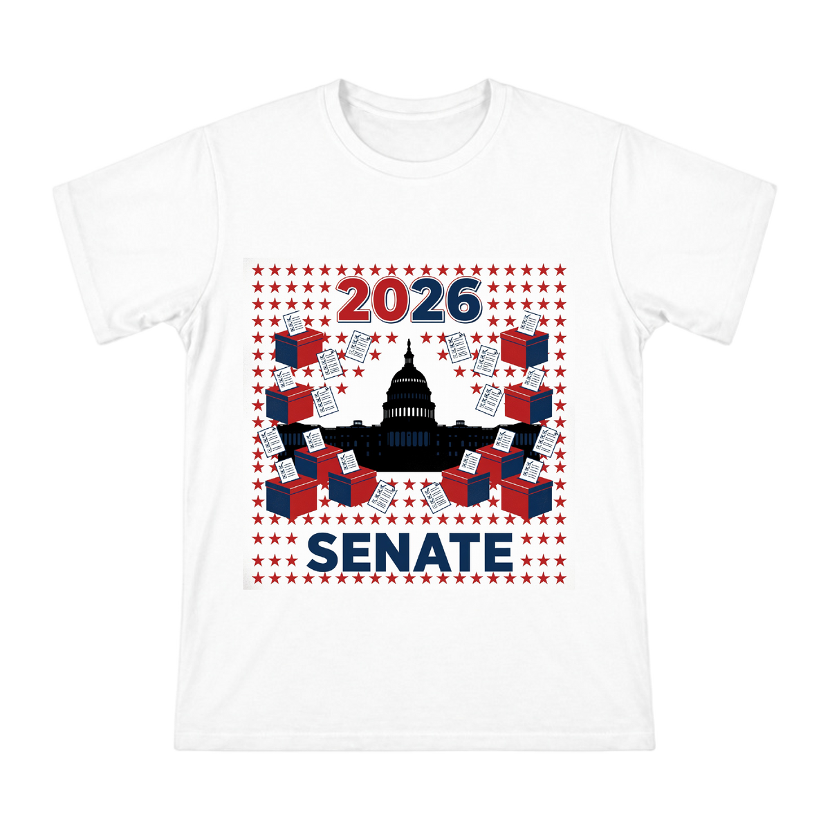 2026 Senate Election Capitol Silhouette Men's Cotton T-Shirt front [ai-pod:473819293945bce4f32302bd72eddaca]