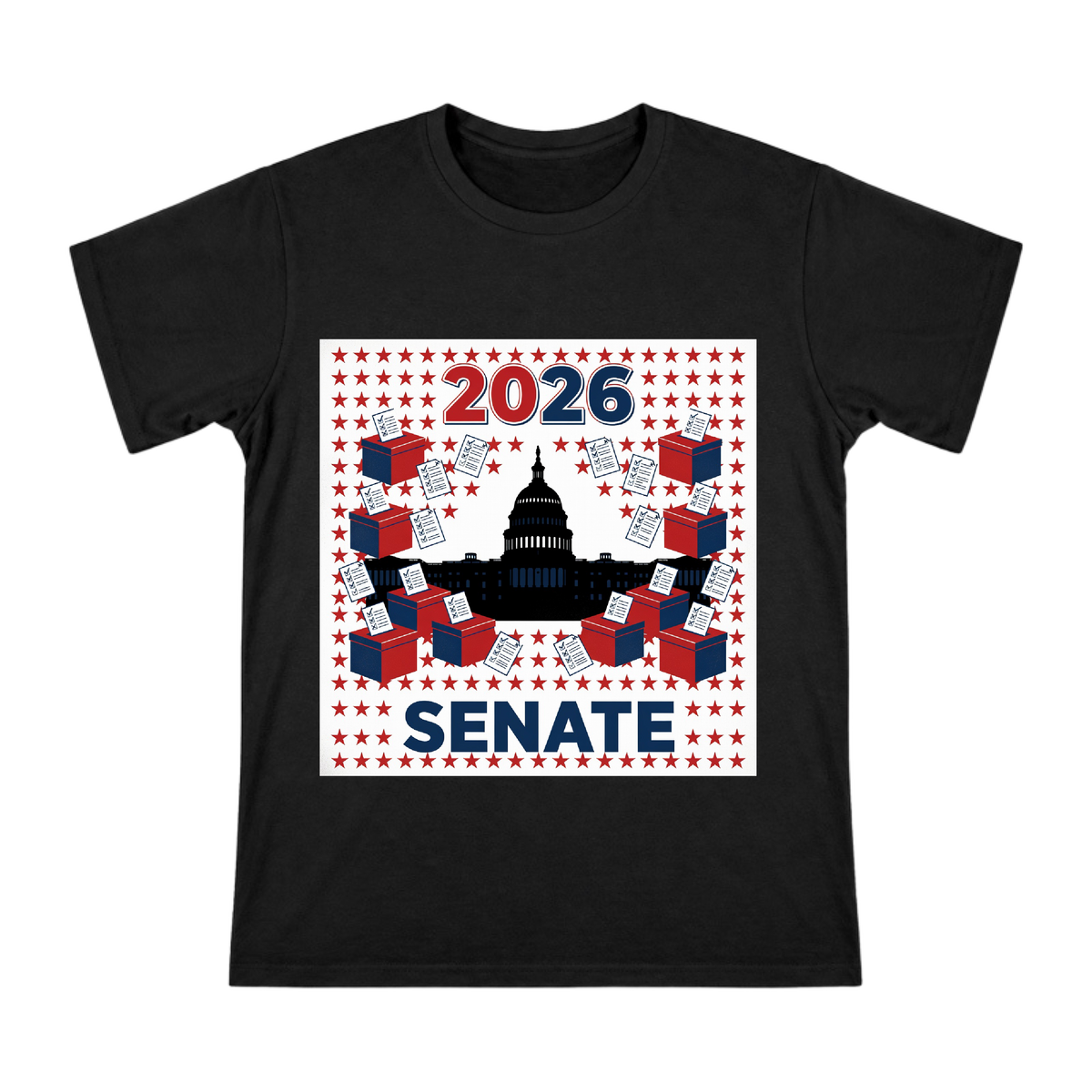 2026 Senate Election Capitol Silhouette Men's Cotton T-Shirt front [ai-pod:c2dc3c4a2970204eb05ed2ecc49fcd7d]