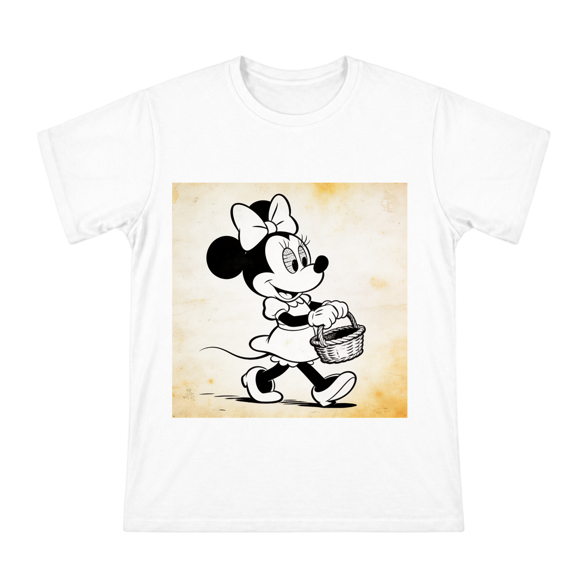 1928 Vintage Minnie Mouse Black and White Illustration Men's Short Sleeve T-Shirt front [ai-pod:73ad45c8a98aa7892b1427320e3389e6]