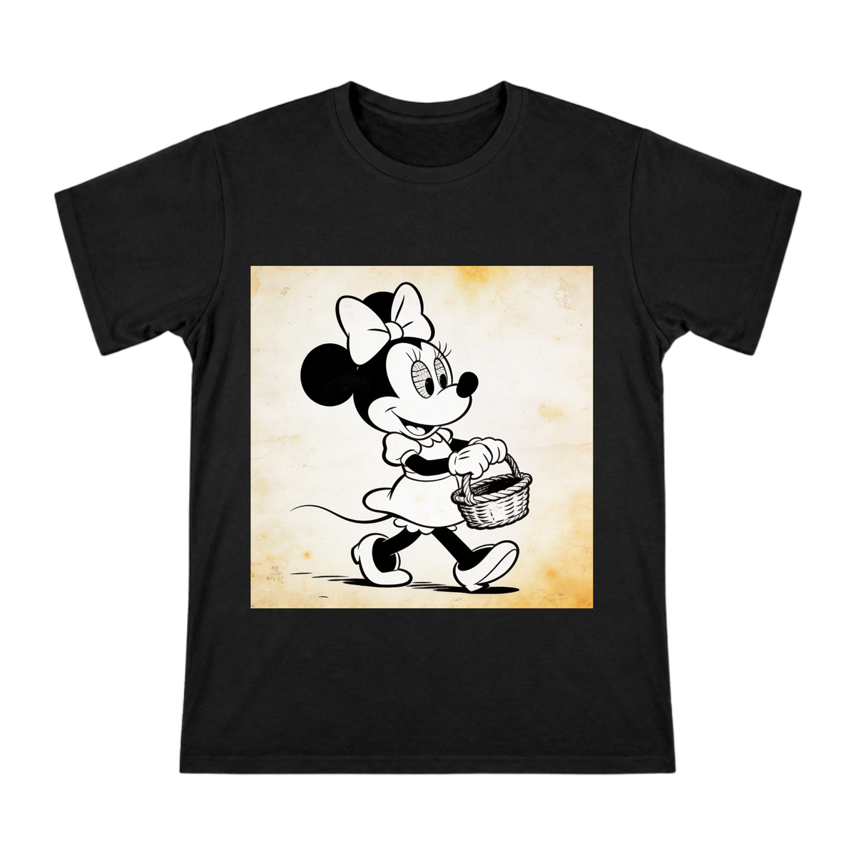 1928 Vintage Minnie Mouse Black and White Illustration Men's Short Sleeve T-Shirt front [ai-pod:369abff5567cc26f16eb706e8bc5be72]
