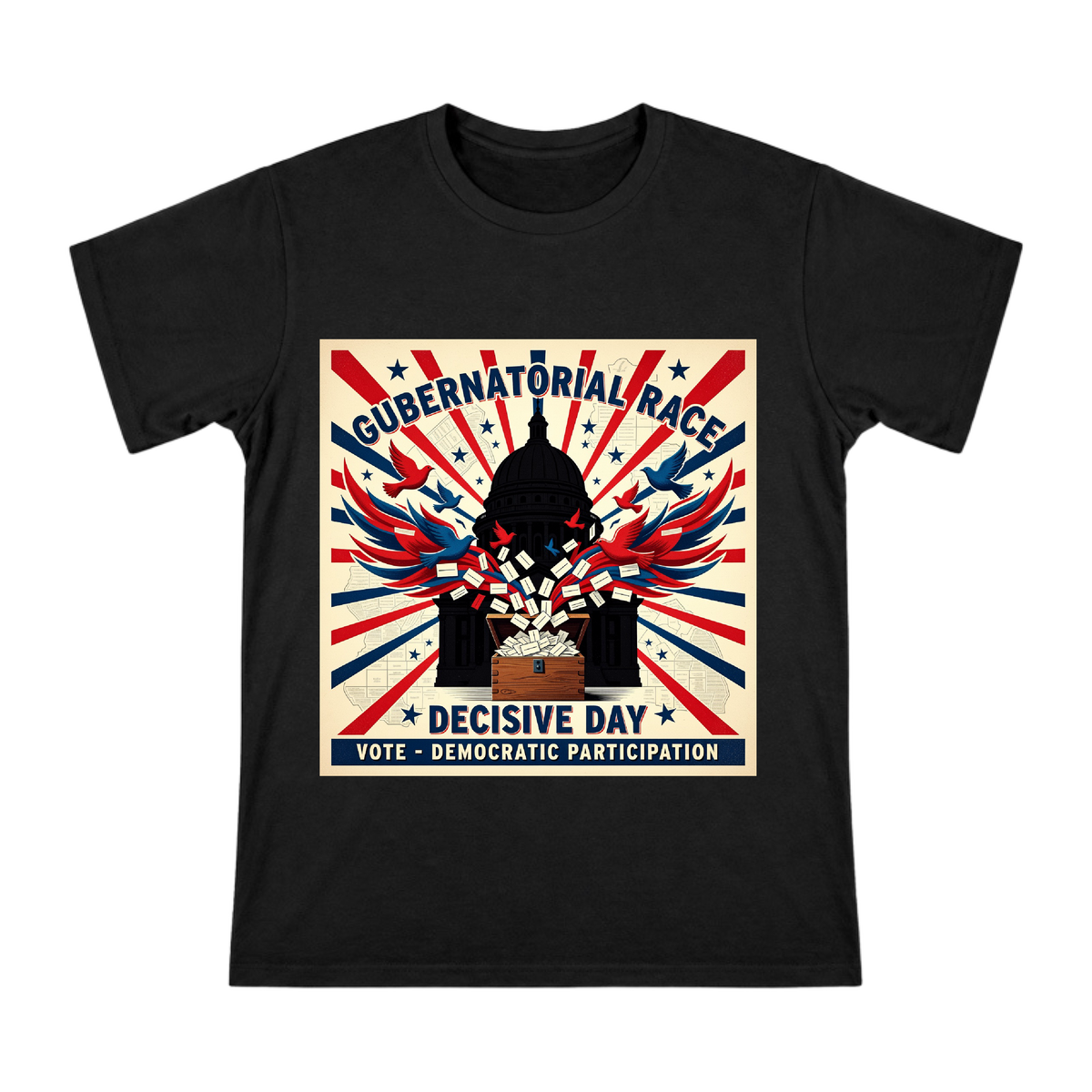 Vintage American Gubernatorial Election Poster Men's Cotton T-Shirt front [ai-pod:71054cbeaa6275948401e53f35b03af1]