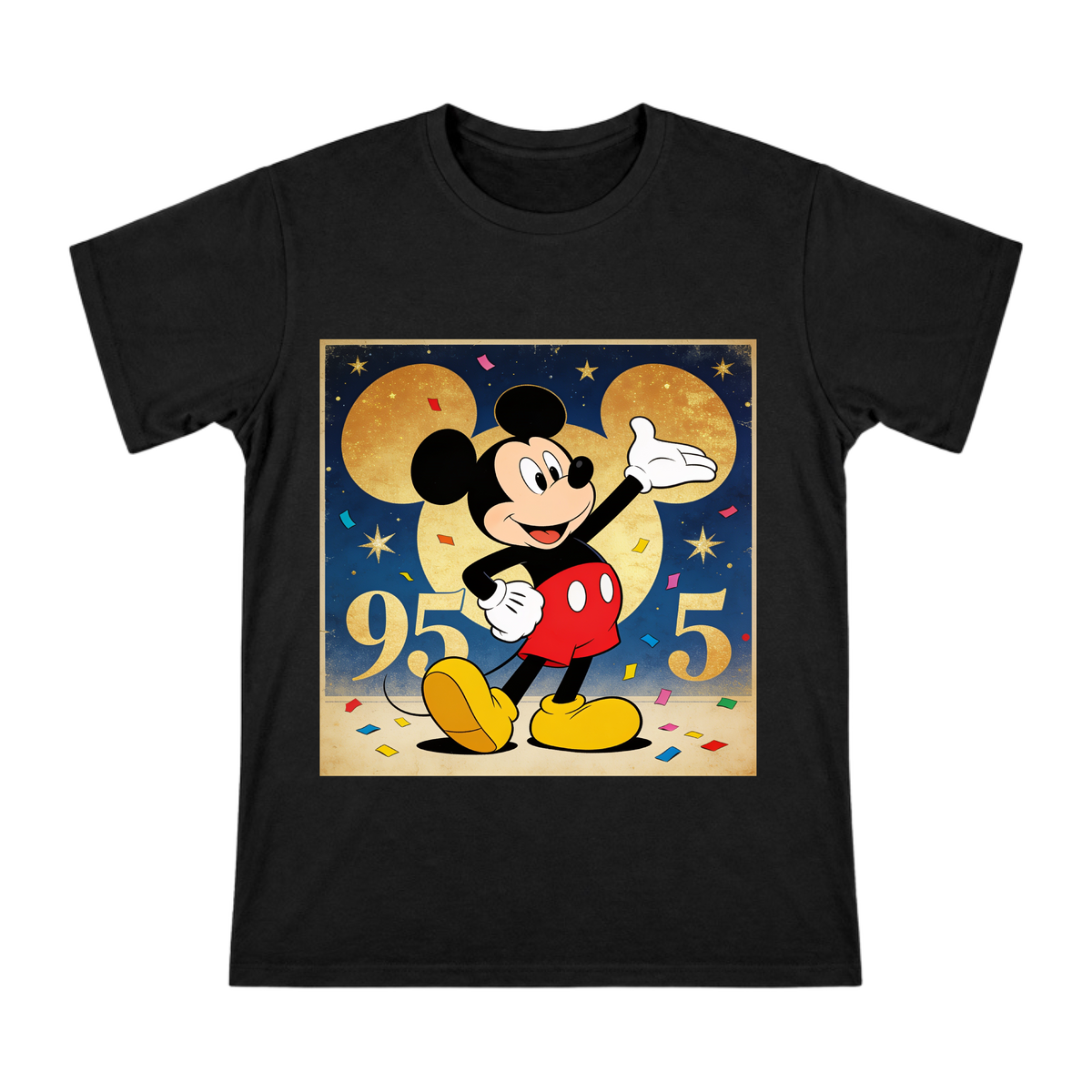 Mickey Mouse 95th Anniversary Retro Celebration Art Print on Men's Heavyweight Cotton T-Shirt front [ai-pod:fc2b40ff171c0be662380d2e480dc7e2]