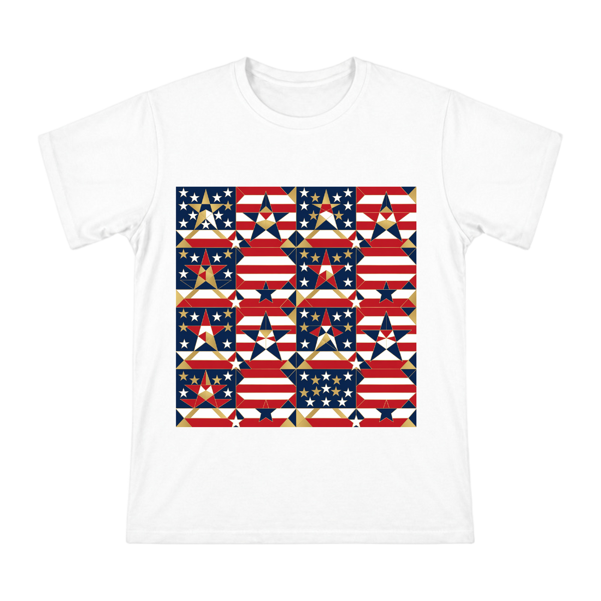 American Geometric Flag Art Men's Custom Print Cotton T-Shirt front [ai-pod:f91461fc669b0b63b5b476a4b5ee2281]