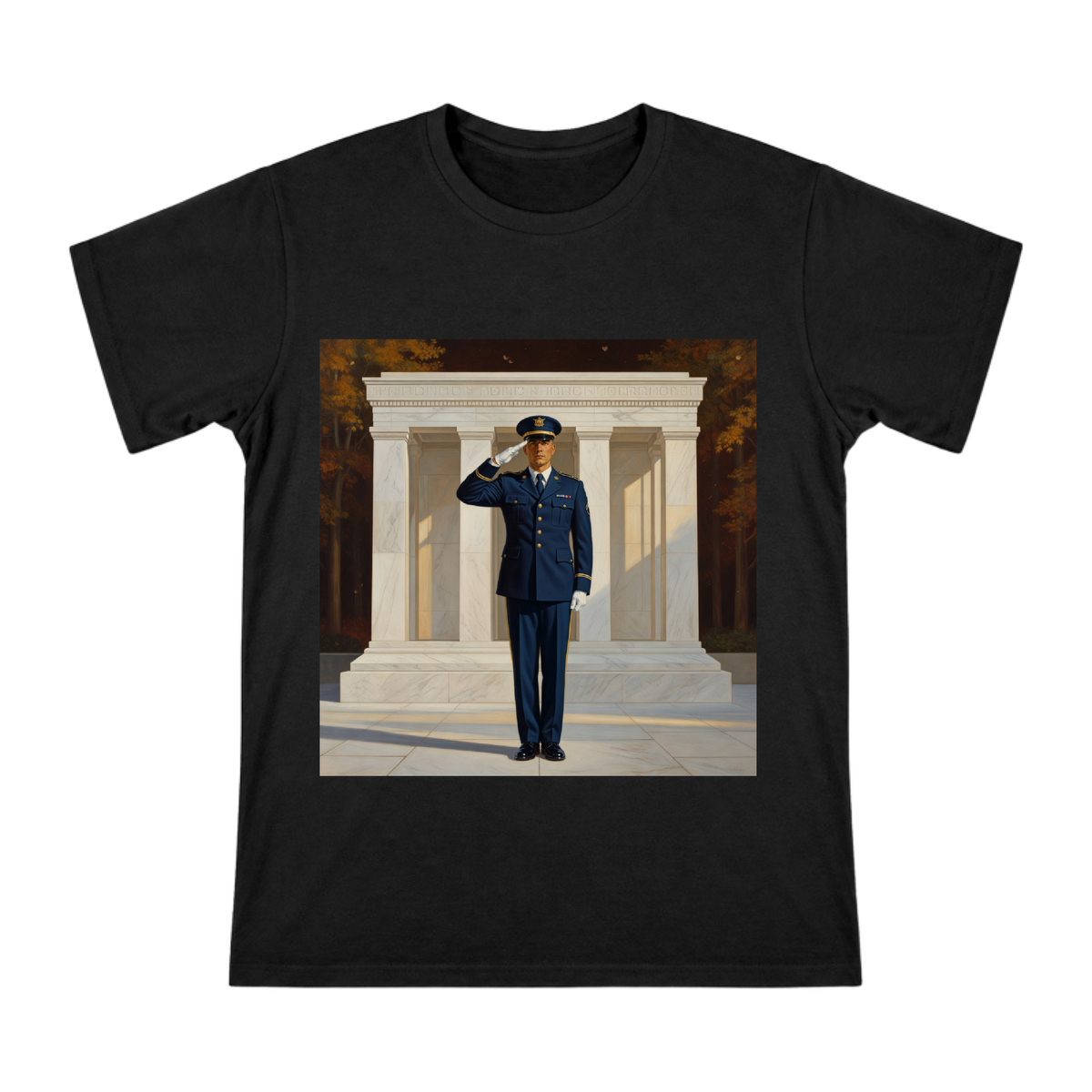 Solemn Military Officer Salute Illustration Men's Cotton T-Shirt front [ai-pod:121d88f4339e1e2d5569559a11bb7747]