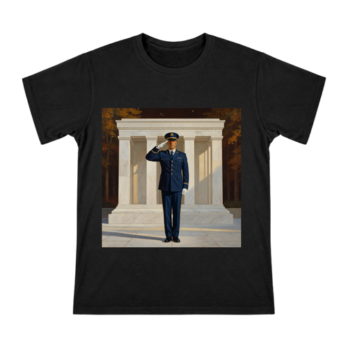 Solemn Military Officer Salute Illustration Men's Cotton T-Shirt front [ai-pod:121d88f4339e1e2d5569559a11bb7747]