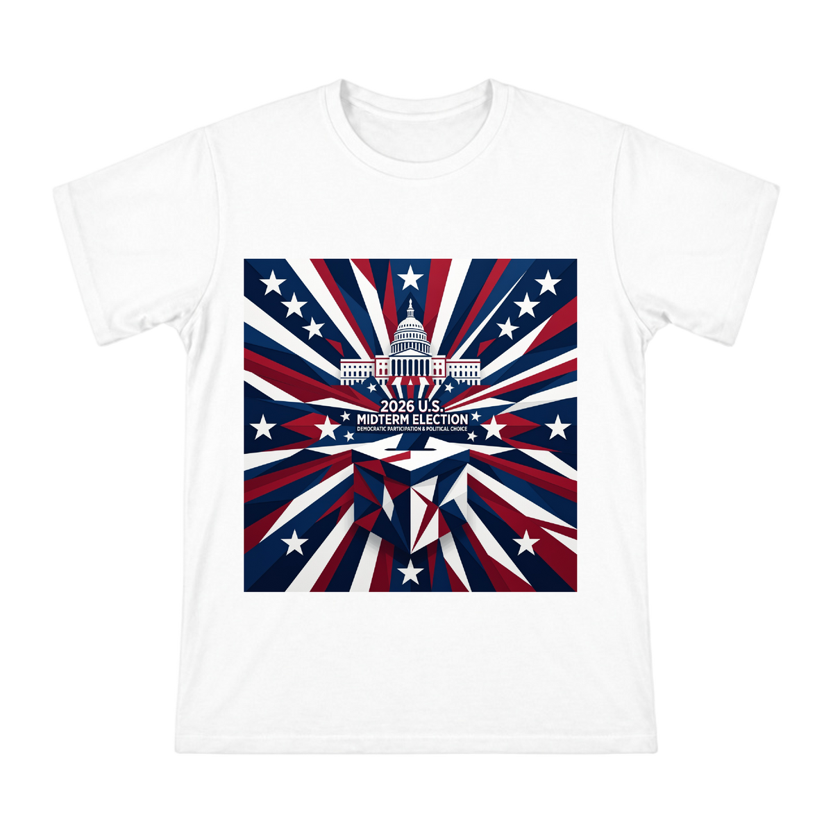 2026 US Midterm Election Geometric Patriotic Design Men's Short Sleeve T-Shirt front [ai-pod:db988c58c4292842c0316b1902ca6a2d]