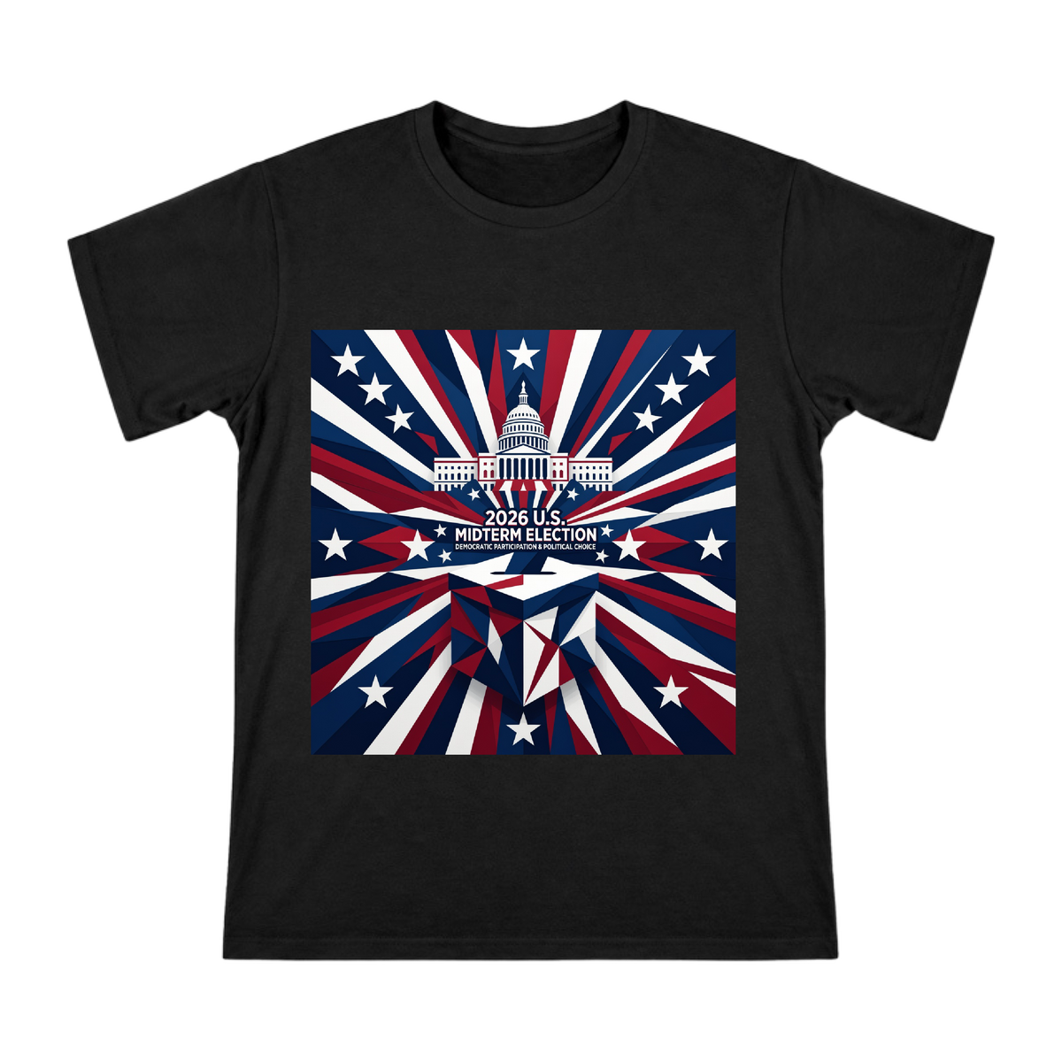 2026 US Midterm Election Geometric Patriotic Design Men's Short Sleeve T-Shirt front [ai-pod:67549668750ac218525a043addc74d1e]