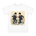 Retro Detective Duo Humorous Pointing Illustration Men's Short Sleeve T-Shirt front [ai-pod:c24d9ffcad93b46ce8c044359e2ad76c]
