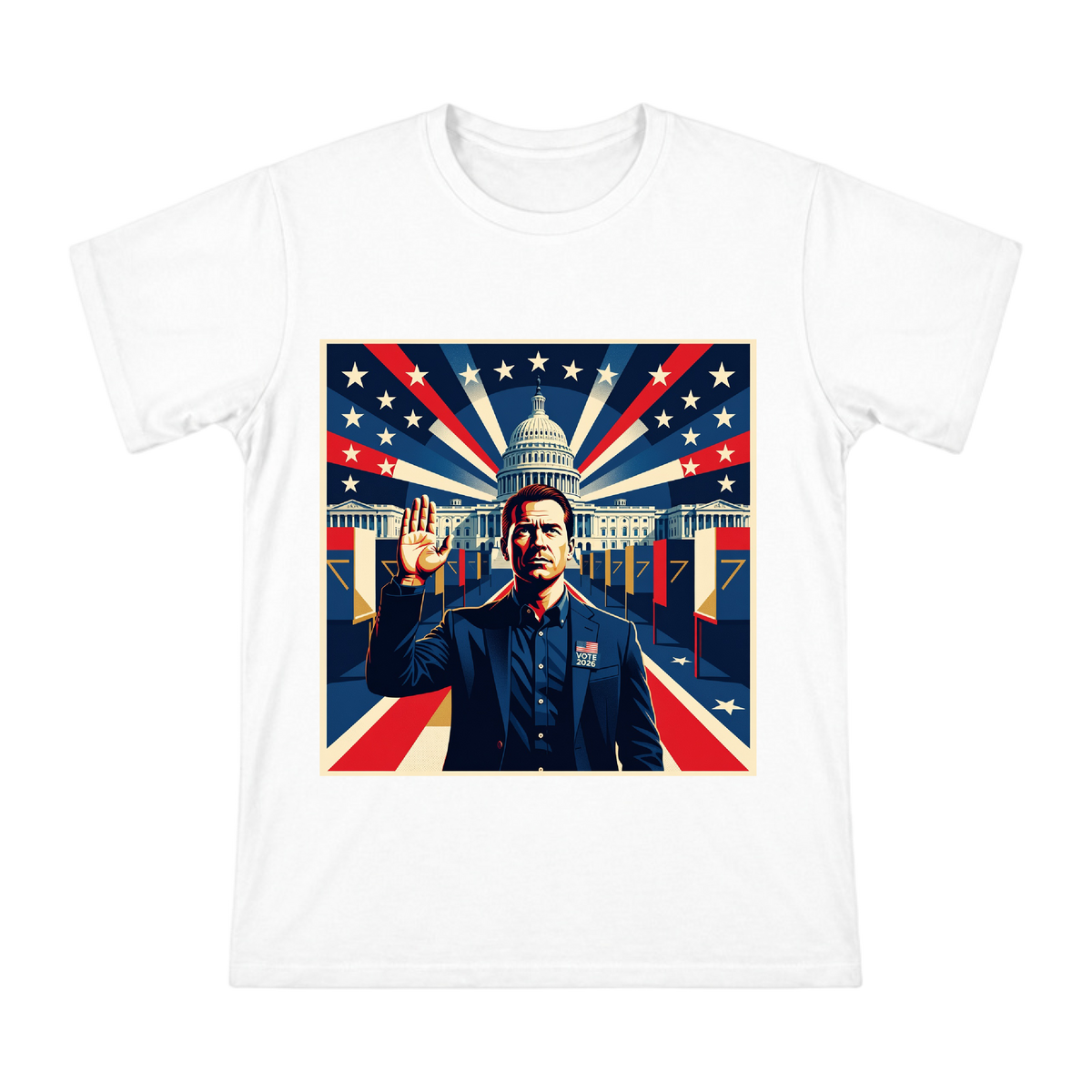 2026 Election Vow Retro Political Poster Men's Short Sleeve T-Shirt front [ai-pod:cc654e47df4c57c5d43c984b019ad2d8]