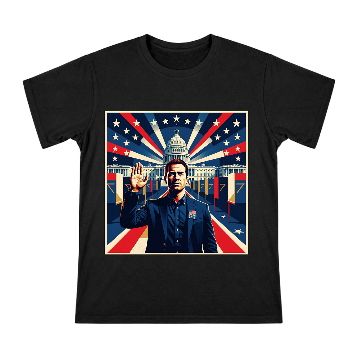 2026 Election Vow Retro Political Poster Men's Short Sleeve T-Shirt front [ai-pod:09bcddc1111d9d3d095f08d2787aacf0]