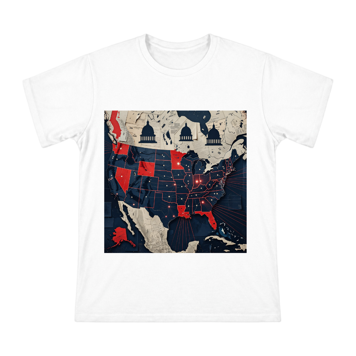 Retro American Election Map Graphic Men's Cotton T-Shirt front [ai-pod:89476828987a28e65bacb111691d8c73]
