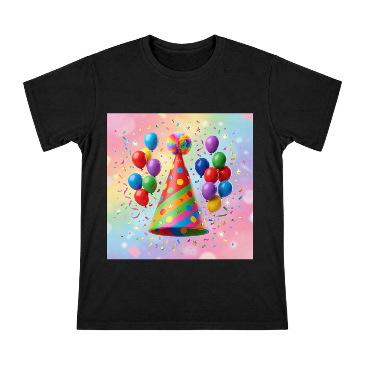 Rainbow Party Hat Illustration Men's Short Sleeve T-Shirt front [ai-pod:b6cd30093fe7bdc6b040607bbf89d50b]