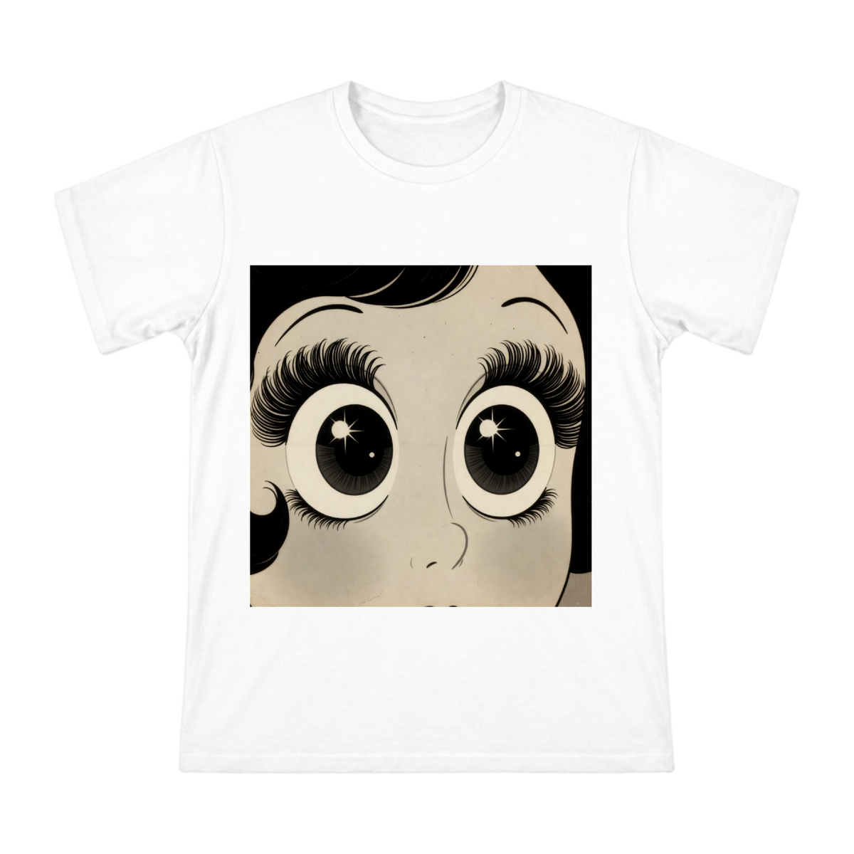 Vintage 1930s Betty Boop Big Eye Art Men's Custom Print T-Shirt front [ai-pod:017c260a991c50b48d3247b46bc140bf]