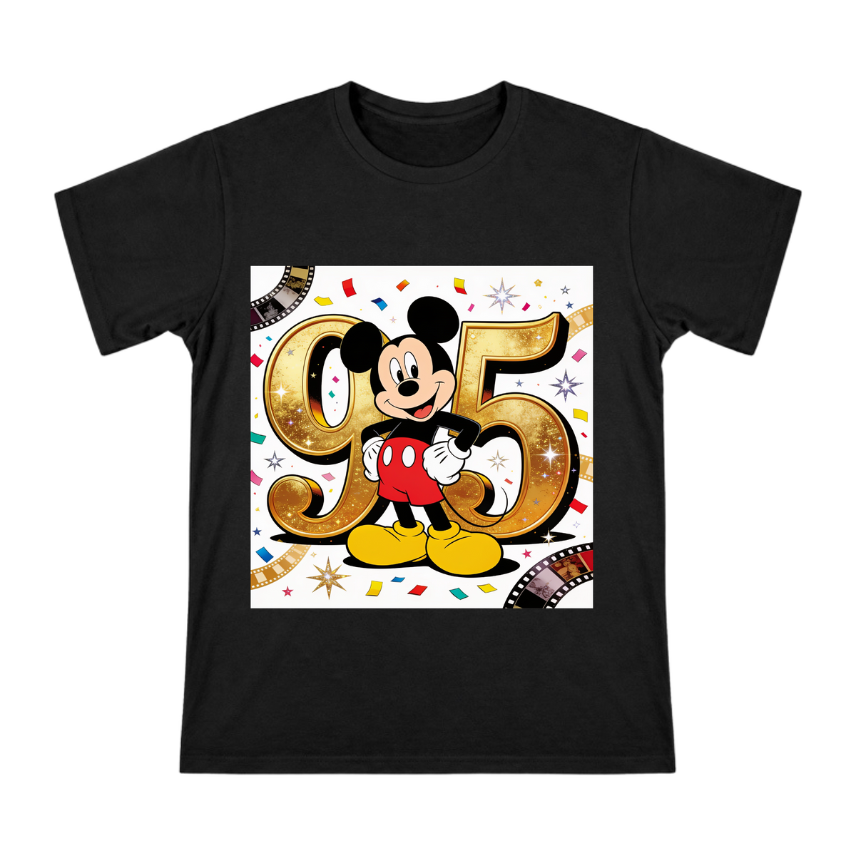Mickey Mouse 95th Anniversary Celebration Gold Graphic Men's Short Sleeve T-Shirt front [ai-pod:b203331d7b29c807945086ce57e8fb34]