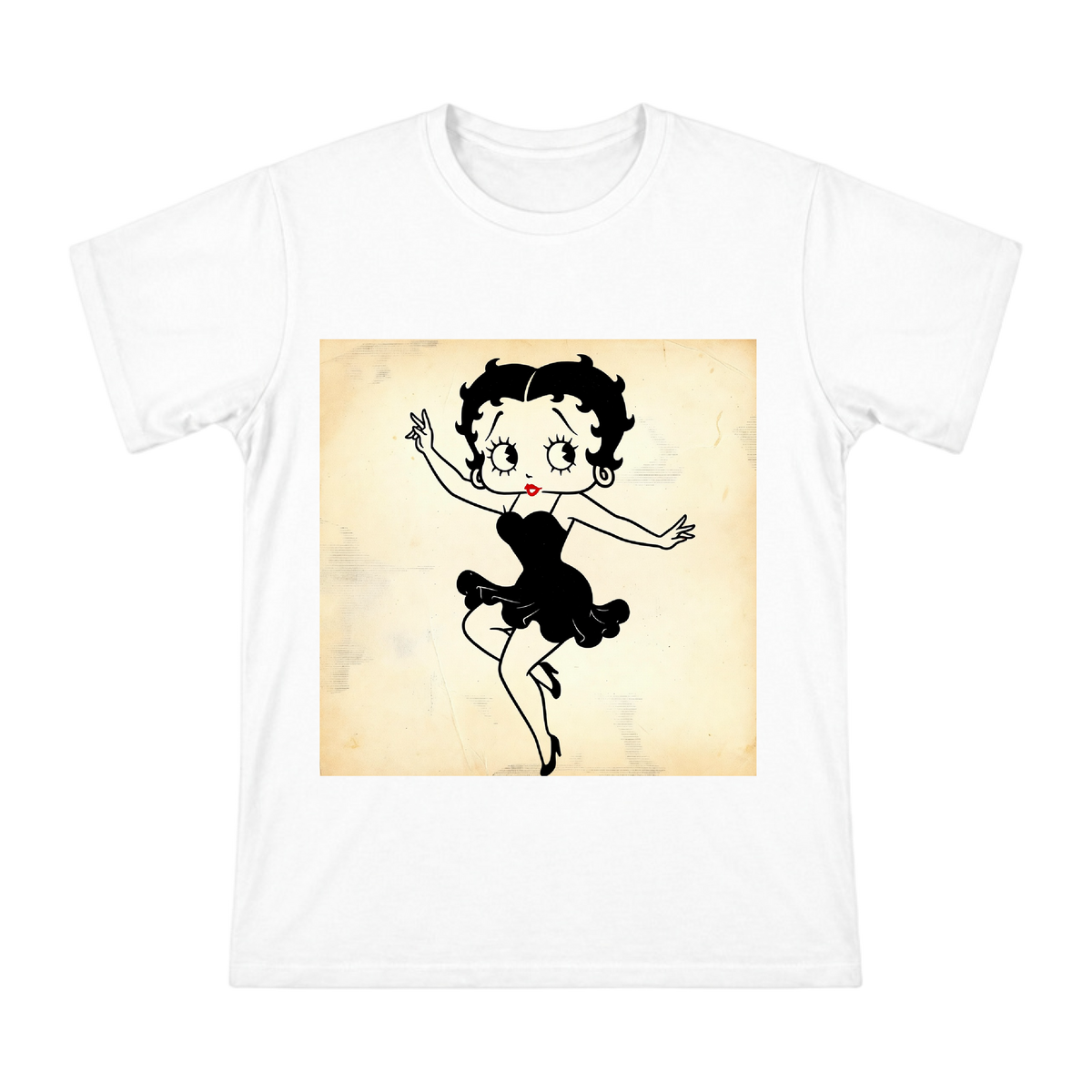 Vintage Betty Boop Charleston Dancer Line Art on Men's Premium Cotton T-Shirt front [ai-pod:3d13c491fb388470420490b47f4b2888]
