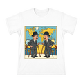 Retro Comic Twin Detectives Pointing at Each Other Illustration Men's Short Sleeve T-Shirt front [ai-pod:5f7923bdb1d7e50b649fa9daf56d00ad]