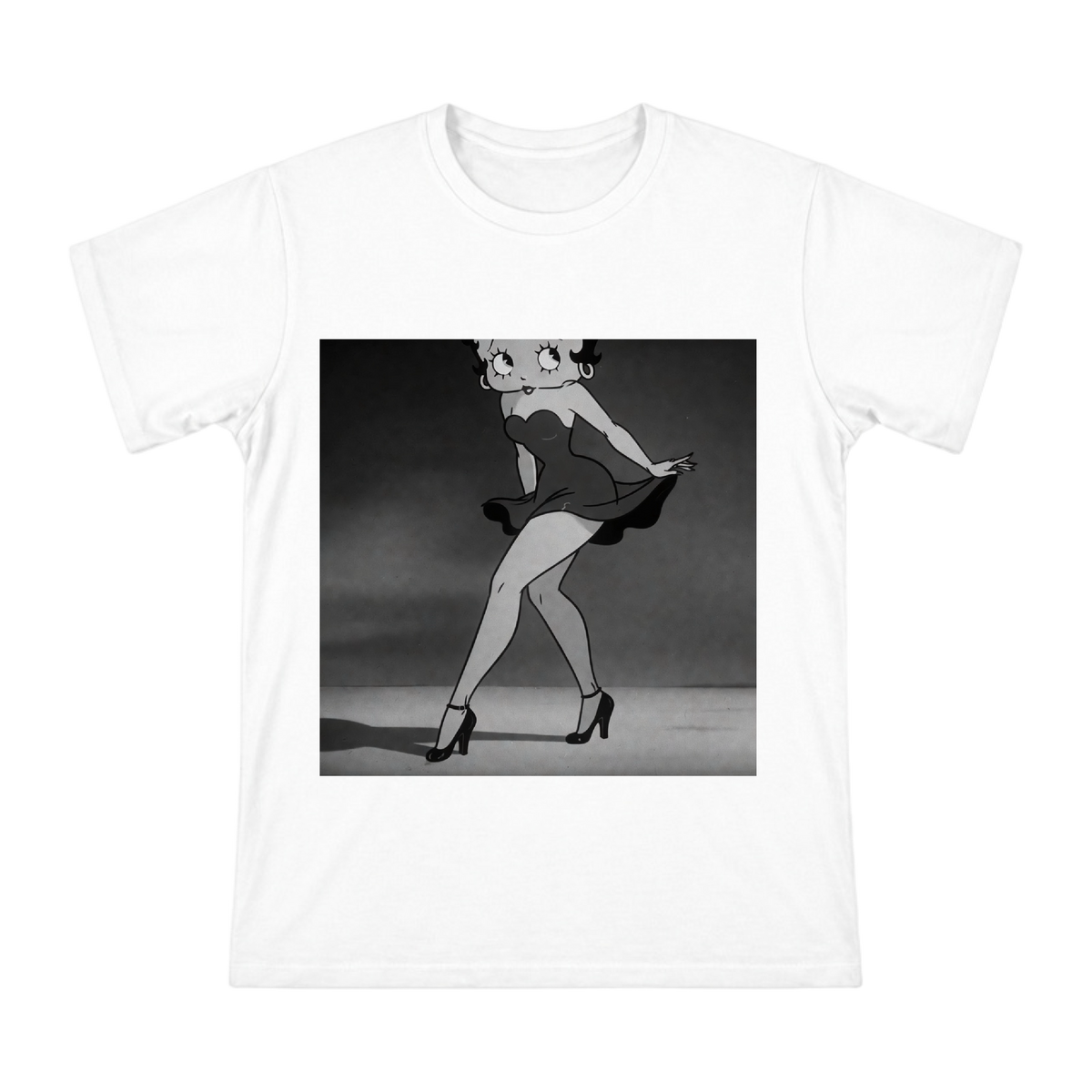 Vintage Betty Boop Retro Black and White Print Men's Short Sleeve T-Shirt front [ai-pod:28db7521f4cb816efc756cd4b370758b]