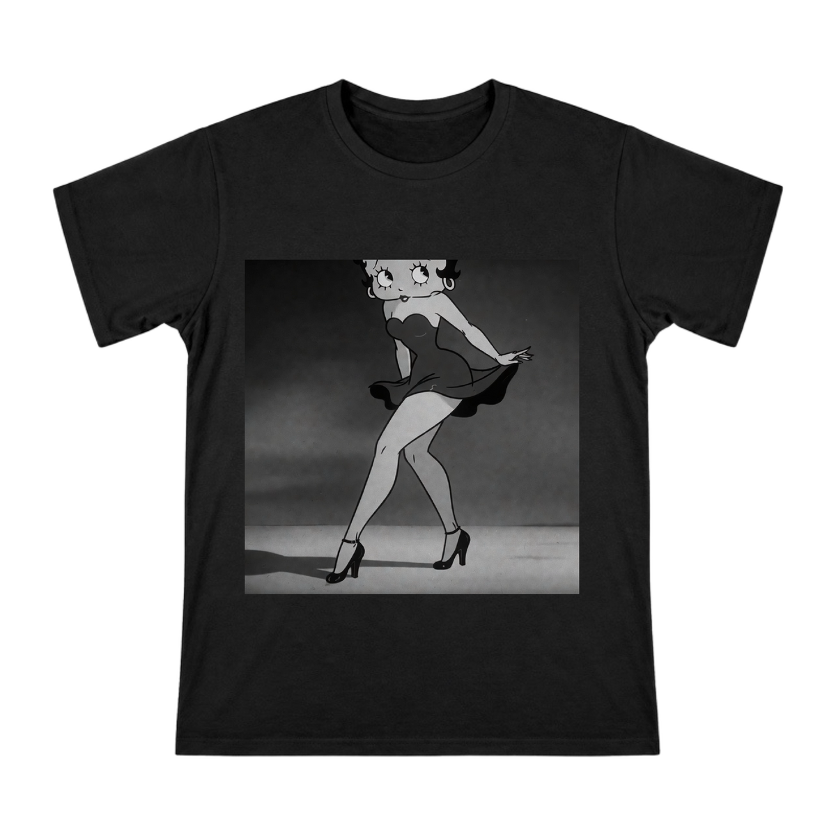Vintage Betty Boop Retro Black and White Print Men's Short Sleeve T-Shirt front [ai-pod:212c2b06281df63ed88e47060747ae58]