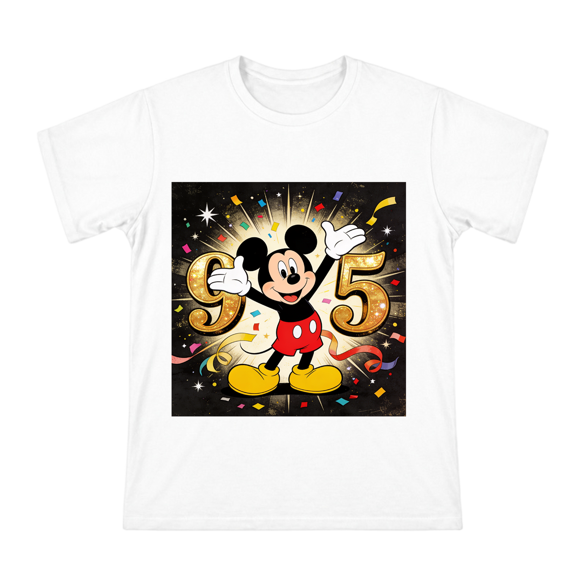 Mickey Mouse 95th Anniversary Retro Poster Men's Cotton T-Shirt front [ai-pod:cde0a0cebe6666543a0436bb179d94fc]