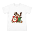 Deadline Escape: Raccoon and Red Alarm Clock Chaos Men's Custom Short Sleeve T-Shirt front [ai-pod:63a8528ebfe9448aac95b9cb5275b8f3]
