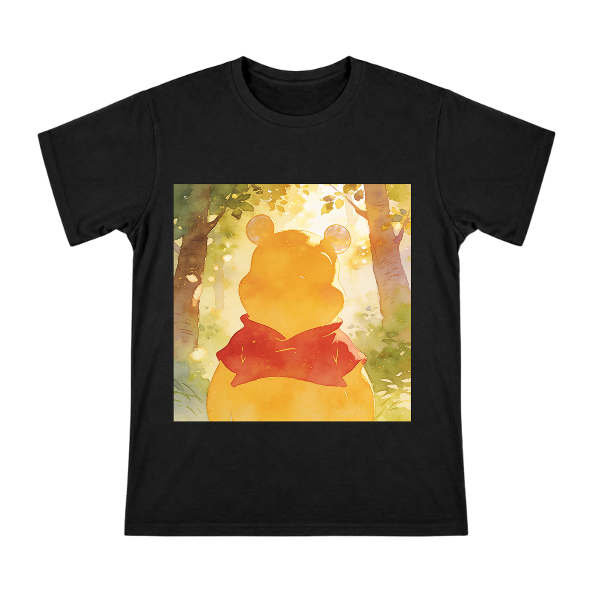 Winnie the Pooh Watercolor Back Silhouette Men's Cotton T-Shirt front [ai-pod:019a8f59813863fe7ff9270c48688e62]