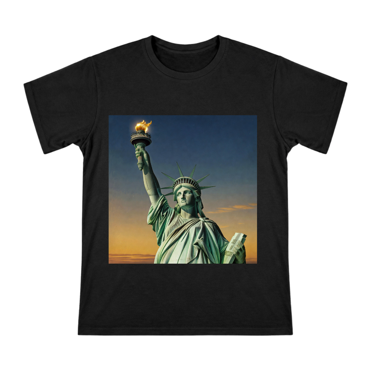 Statue of Liberty Vintage Torch Illustration Men's Cotton T-Shirt front [ai-pod:05943b8fe5b0f3762dcfadff8b3d512f]