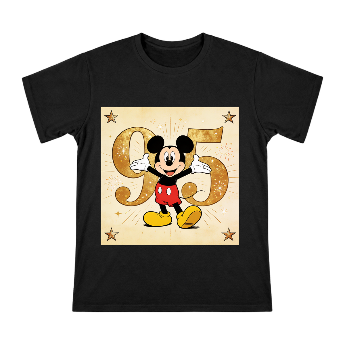 Mickey Mouse 95th Anniversary Gold Celebration Illustration Men's Short Sleeve T-Shirt front [ai-pod:7c25b0f12d22df1ffd2a1e364febedbe]