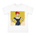 Vintage 1930s Red-Haired Woman in Ruffled Turtleneck Dress Illustration Men's Short Sleeve T-Shirt front [ai-pod:48a08676981768d5373723f1a31aebdd]