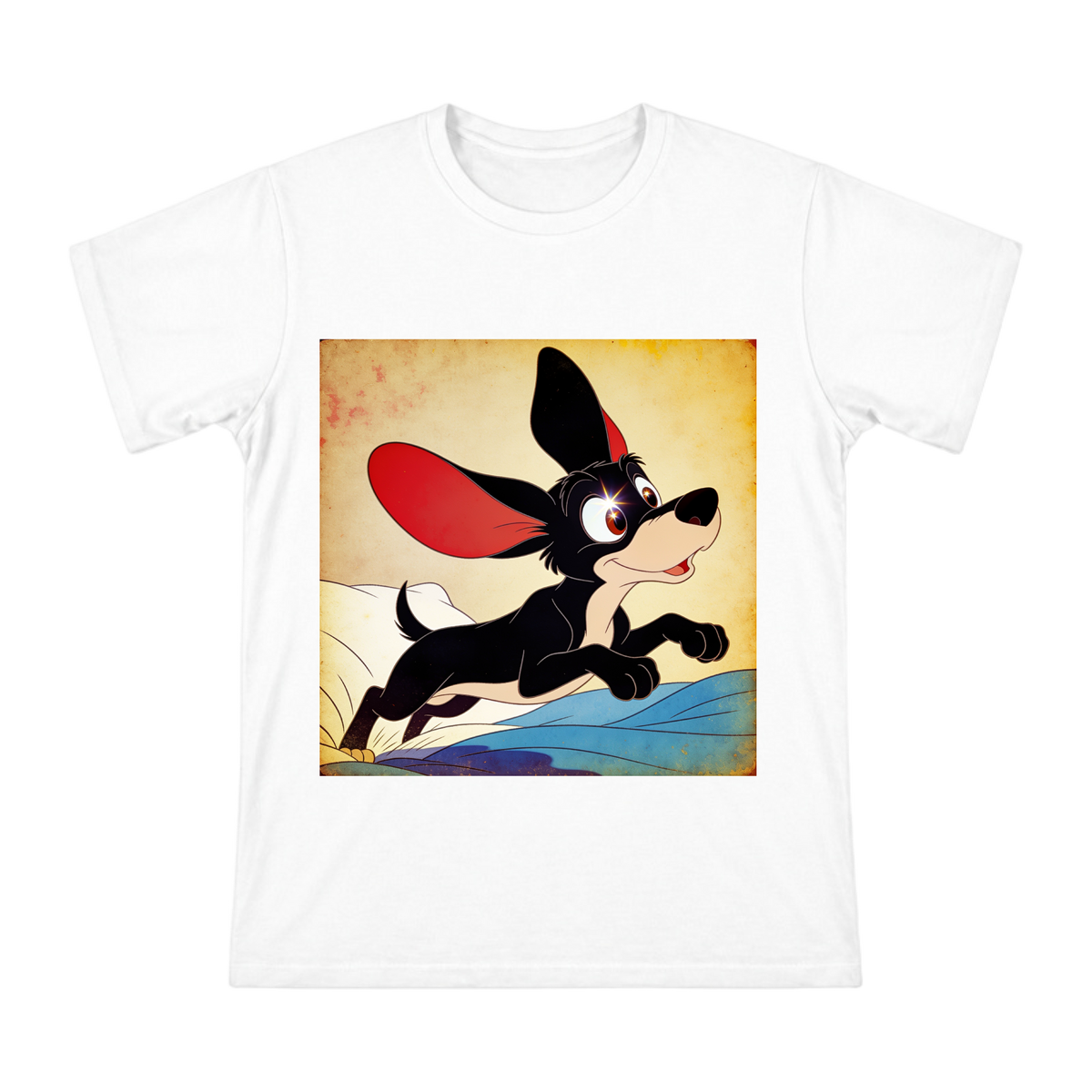 Vintage Cartoon Black Dog Running Men's Cotton T-Shirt front [ai-pod:a6ea86d002cff07c3631cd56ece754b5]
