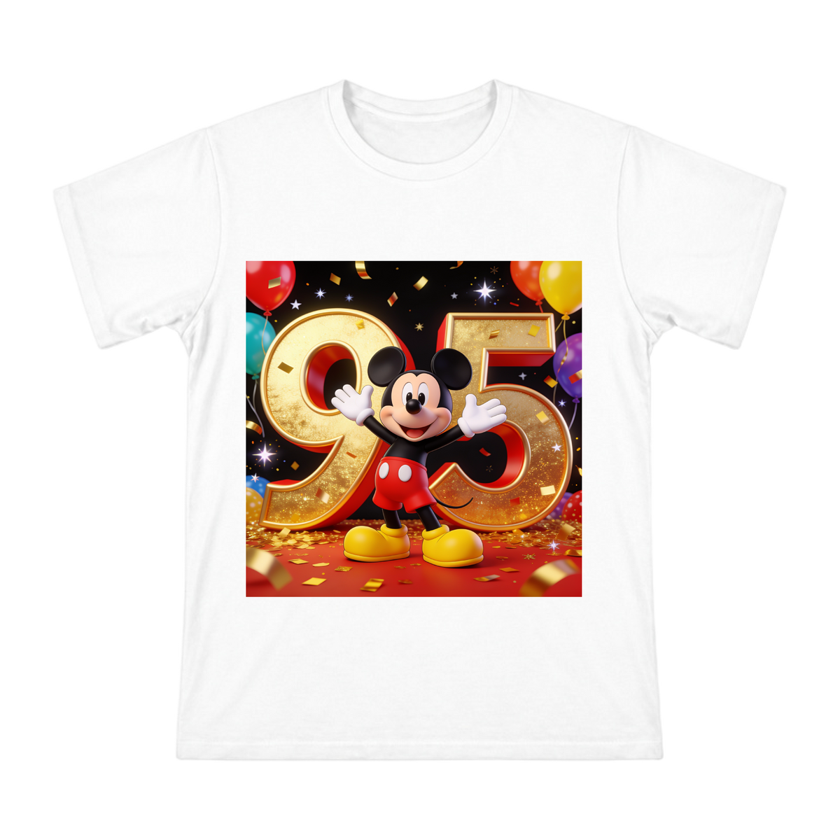 3D Mickey Mouse Cheering Graphic Men's Cotton T-Shirt front [ai-pod:e699c45ceaa1d559a7a9ec4637b2a92a]