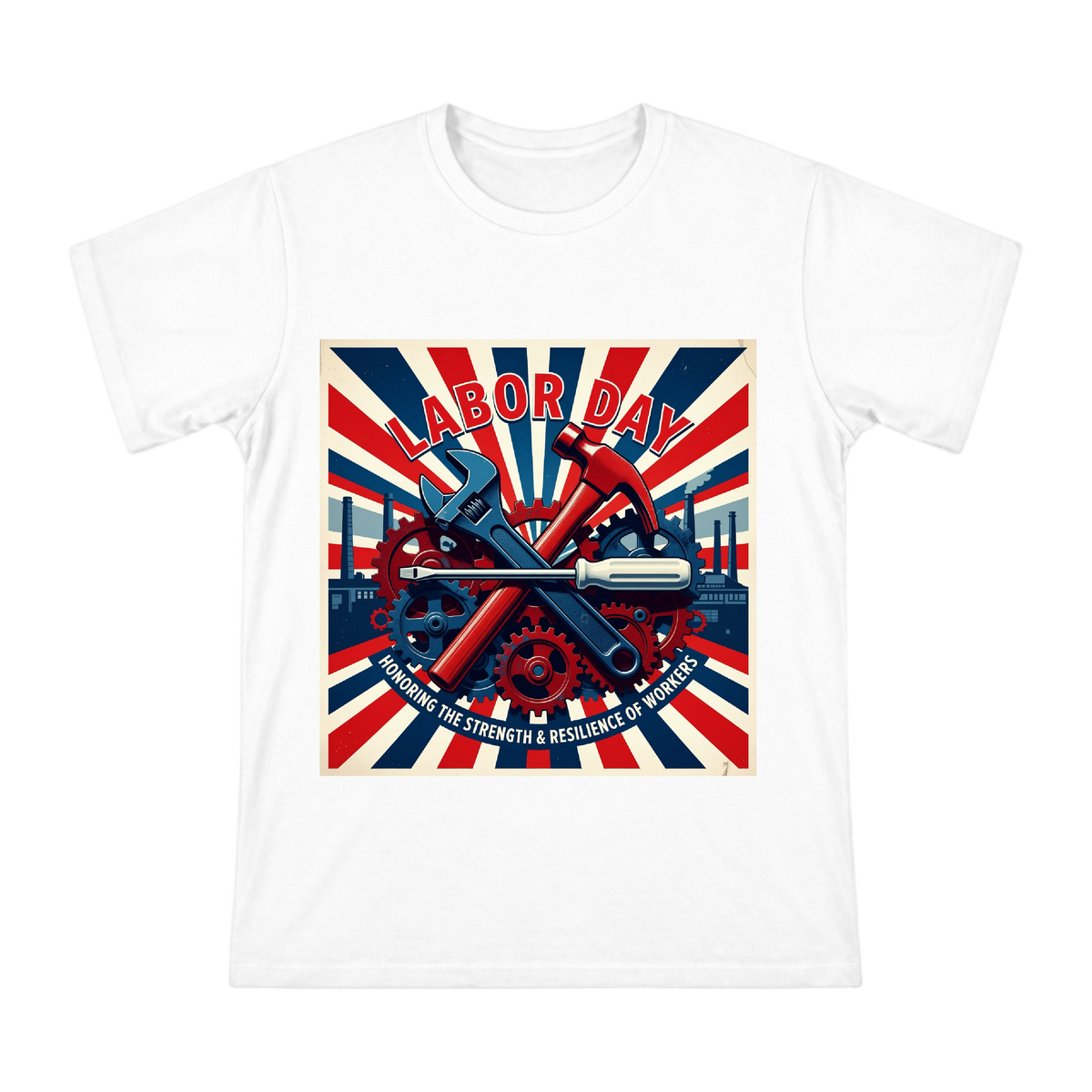 Vintage Industrial Labor Day Tools Gear T-Shirt front [ai-pod:22f63cb691b98b205b2eb0881bb29fbf]