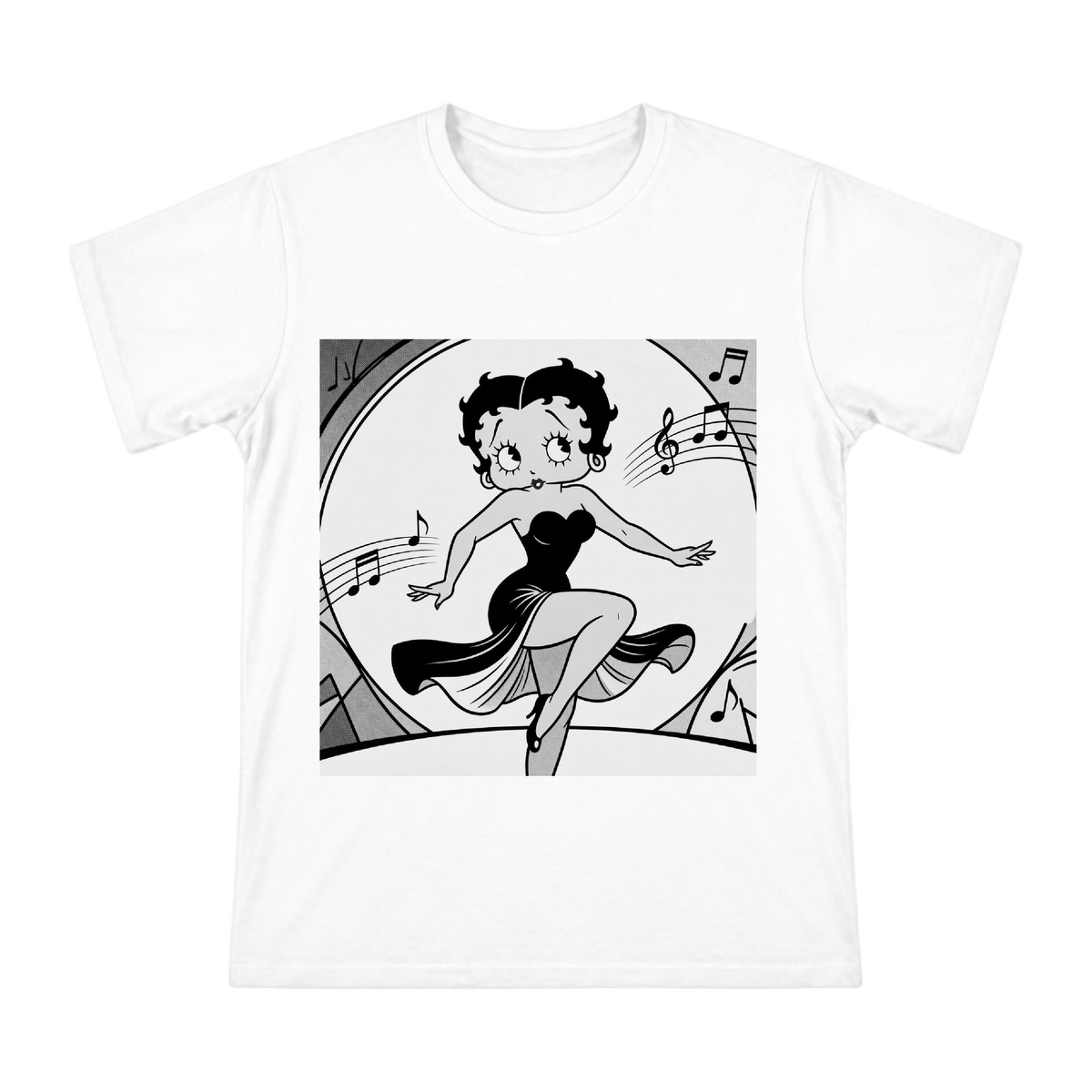 Vintage Betty Boop Jazz Dancer Print Men's Cotton T-Shirt front [ai-pod:0302409f163222c29836b07c529eb695]