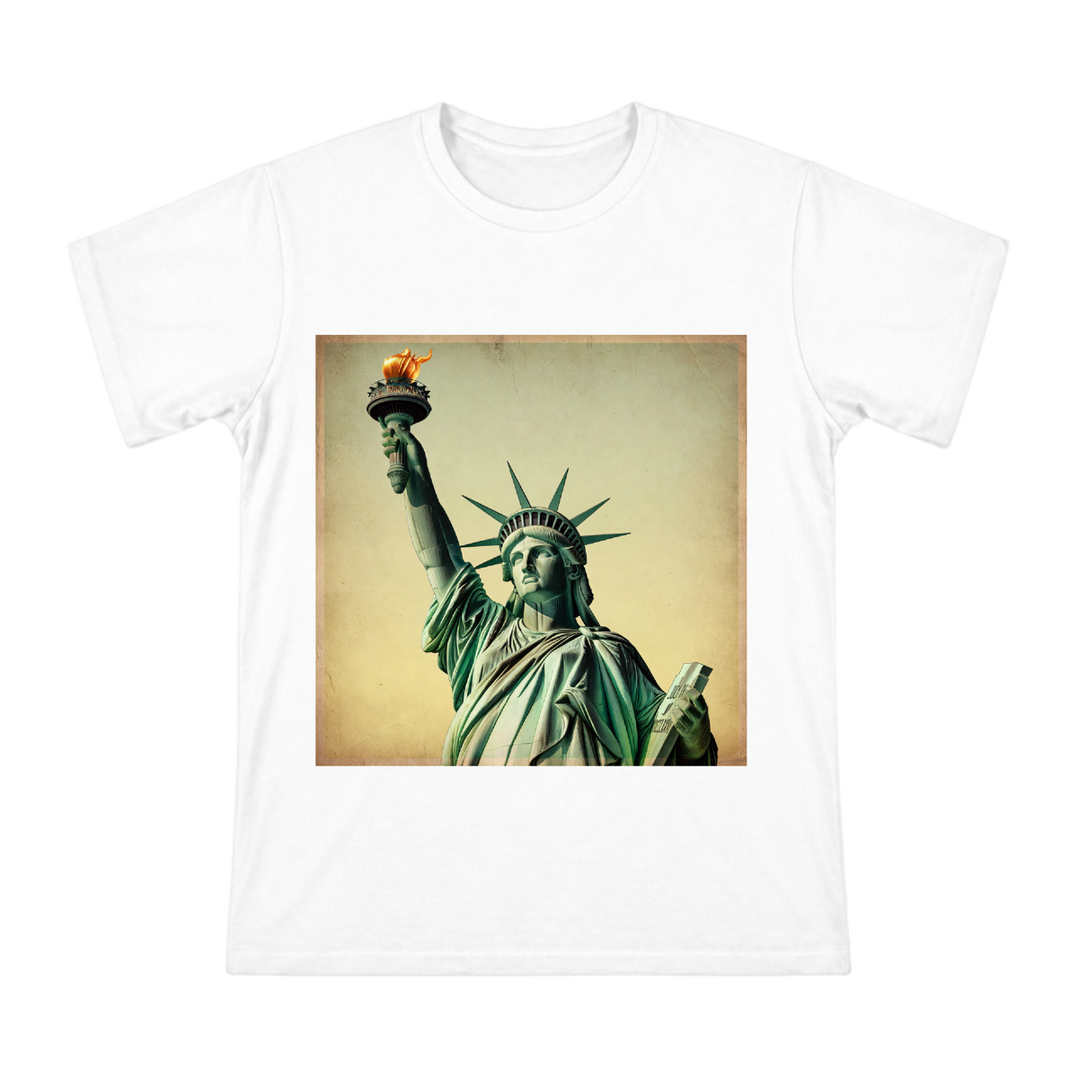 Statue of Liberty Vintage Distressed Art Men's Cotton T-Shirt front [ai-pod:bb96e3672229279d20937bbf7224d4c6]