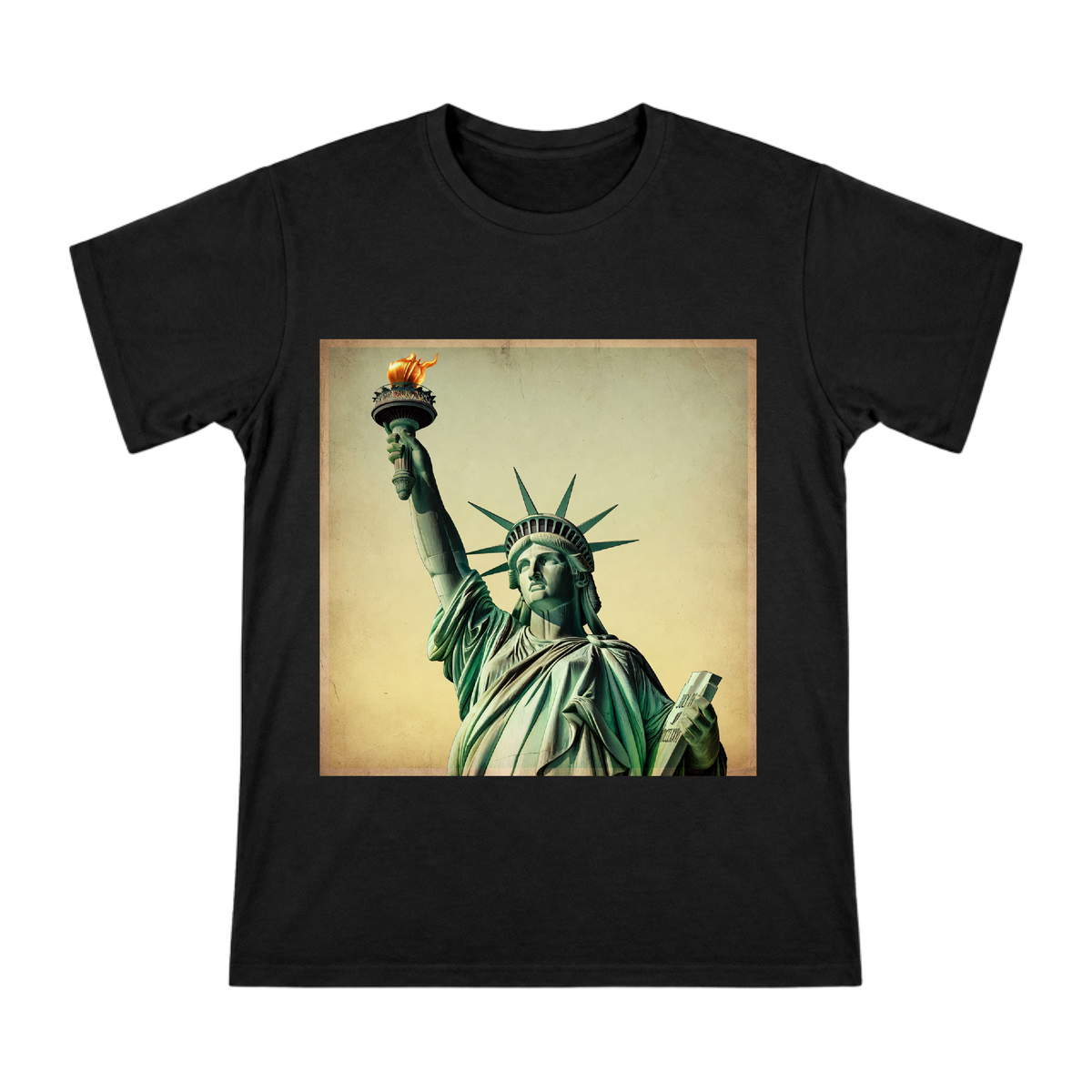 Statue of Liberty Vintage Distressed Art Men's Cotton T-Shirt front [ai-pod:147faa87586fe8276d92507cbb89f615]