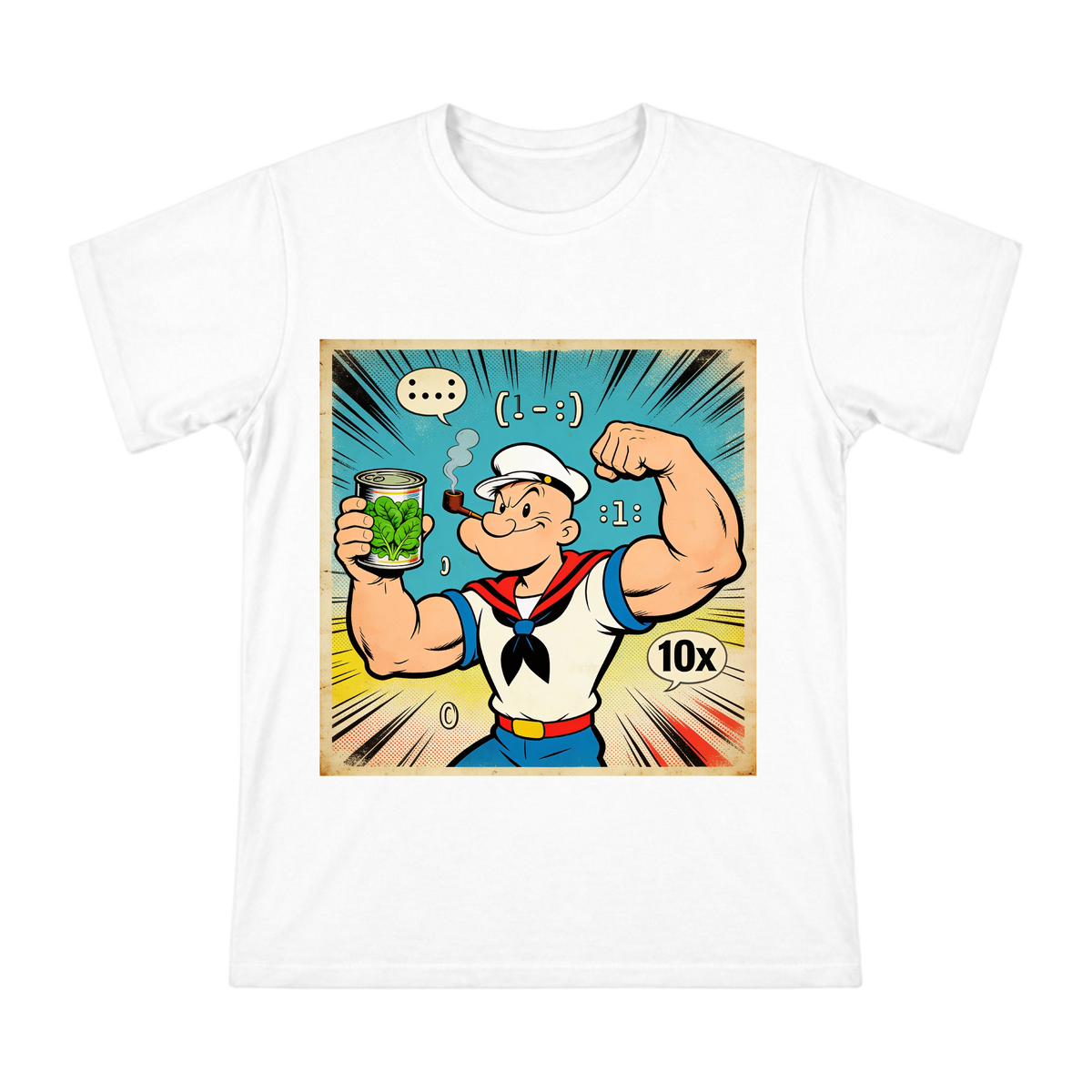 Vintage American Comic Sailor with Spinach Can Print Men's T-Shirt front [ai-pod:1c58d75578f2ee5bf337205a0b0868cb]