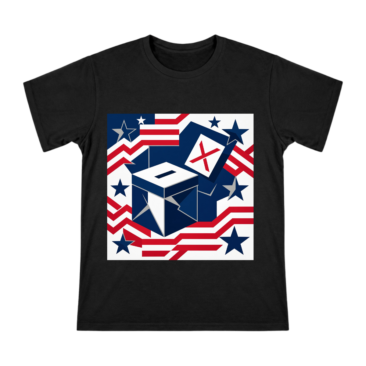 2026 US Midterm Election Geometric Ballot Box and Stars T-Shirt front [ai-pod:95632d902fe33f335e2585fe507952db]