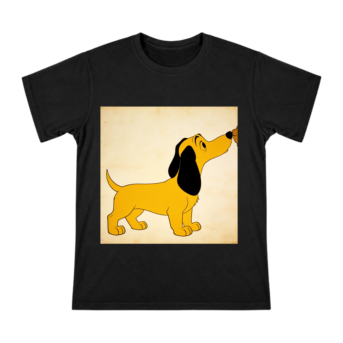 Vintage Yellow Dog Sniffing Silhouette Print Men's Short Sleeve T-Shirt front [ai-pod:8f38759a1230707d84c38b1cdd29cb34]