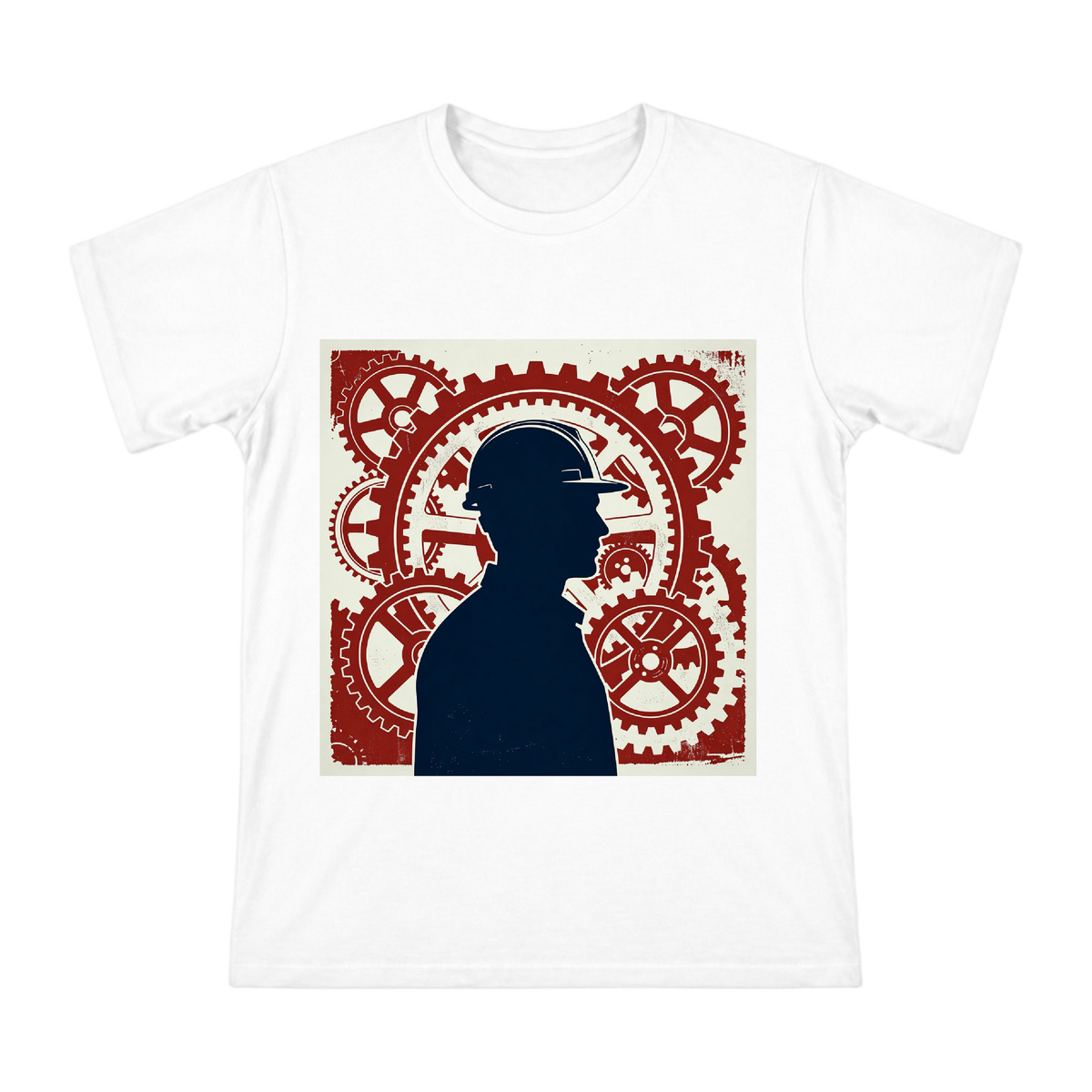 Vintage Industrial Worker and Gears Men's Custom Print T-Shirt front [ai-pod:ab5b47e080dfdc03476c66a437133820]