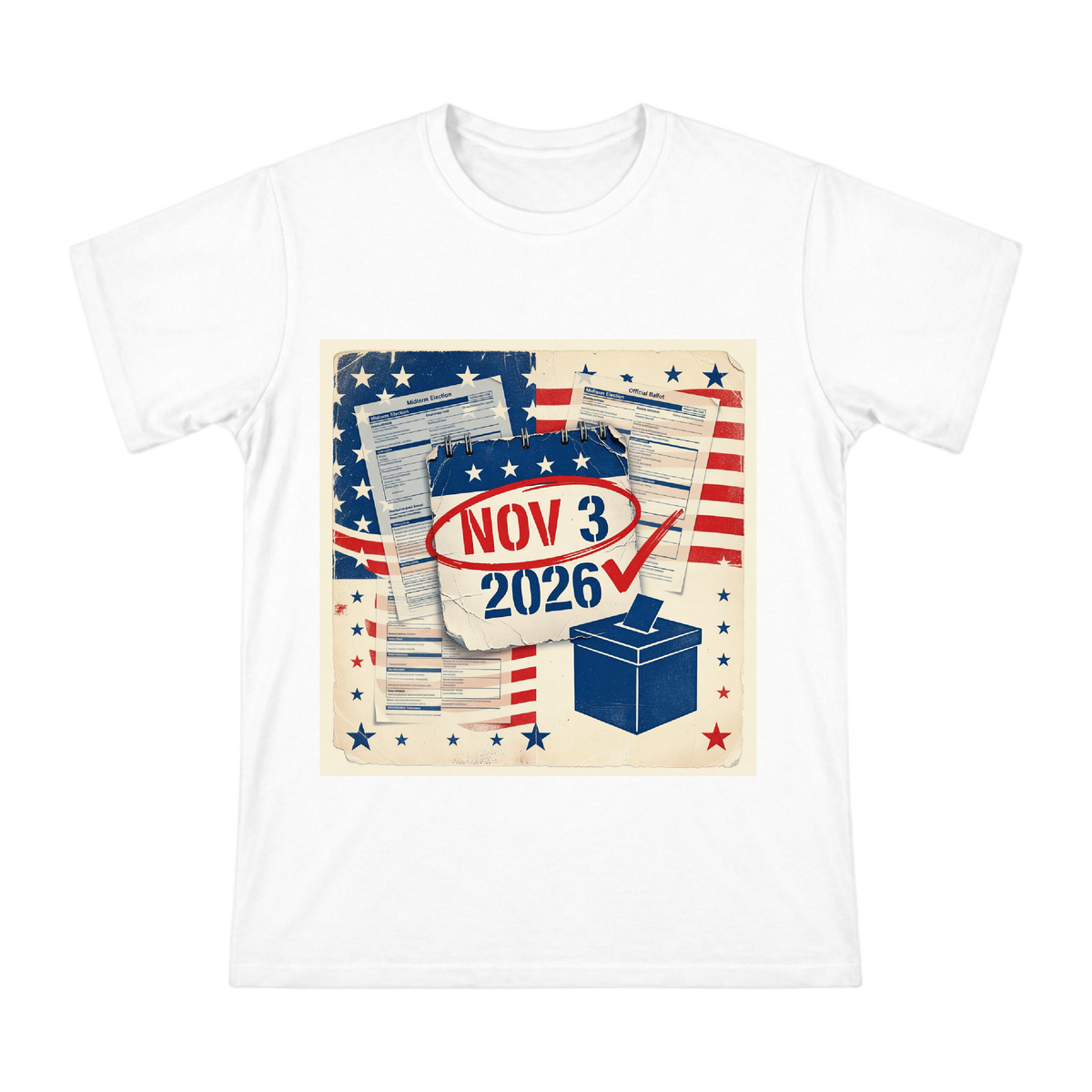 2026 Midterm Election Vintage Collage Men's Short Sleeve T-Shirt front [ai-pod:7132db5ccf5539b9e0d46313796eb1c4]