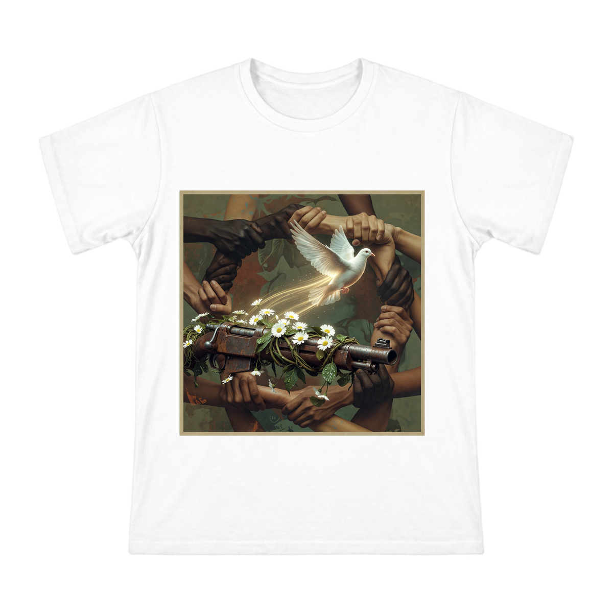 Swords into Plowshares: Multicultural Peace T-Shirt front [ai-pod:59bbed8d6dc4269f580b1741d1d789bc]