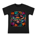 Mexican Day of the Dead Sugar Skull with Halloween Pumpkin Witch Hat Art Men's Short Sleeve T-Shirt front [ai-pod:b0e3acf2e7e69e8c43baf7f1105156a0]