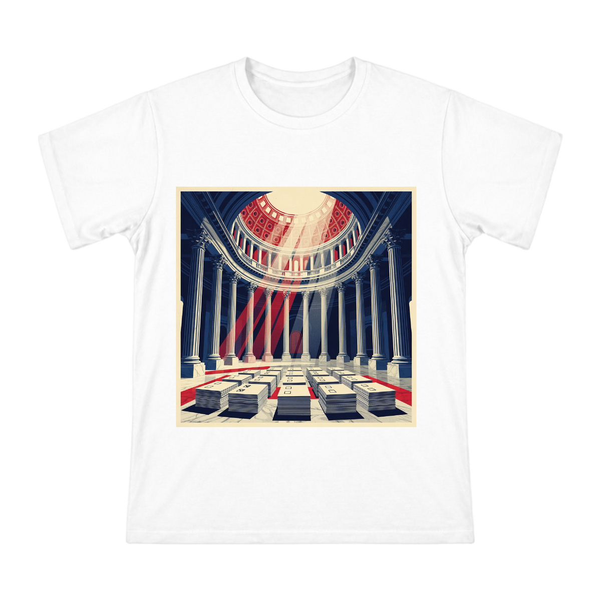 Solemn Ballot Under the Dome Vintage Political Poster Men's Short Sleeve T-Shirt front [ai-pod:5e89c971edcd719b7675358e82a2c520]