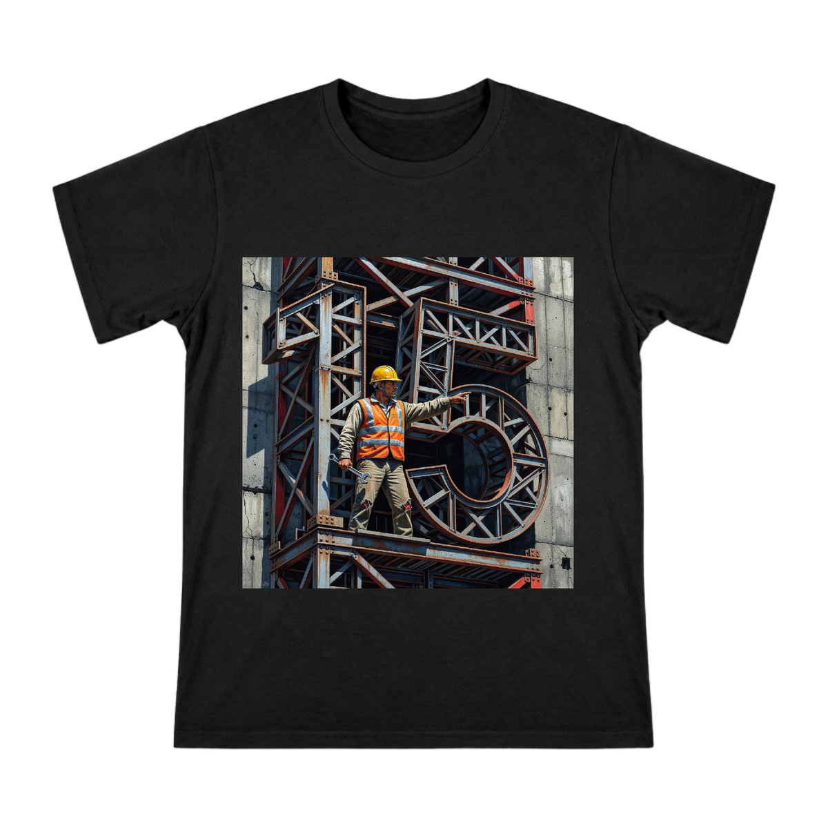 Hardcore Industrial Construction Worker Illustration on Men's Premium Cotton T-Shirt front [ai-pod:4f7ec7244fc15f54e10b6cd14bccf5b4]