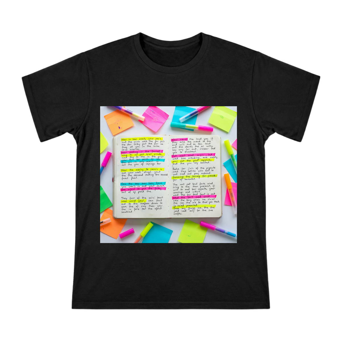 Highlighter Notebook Art Men's Custom Graphic Tee front [ai-pod:80bf47306af39b943aca07fe94801583]