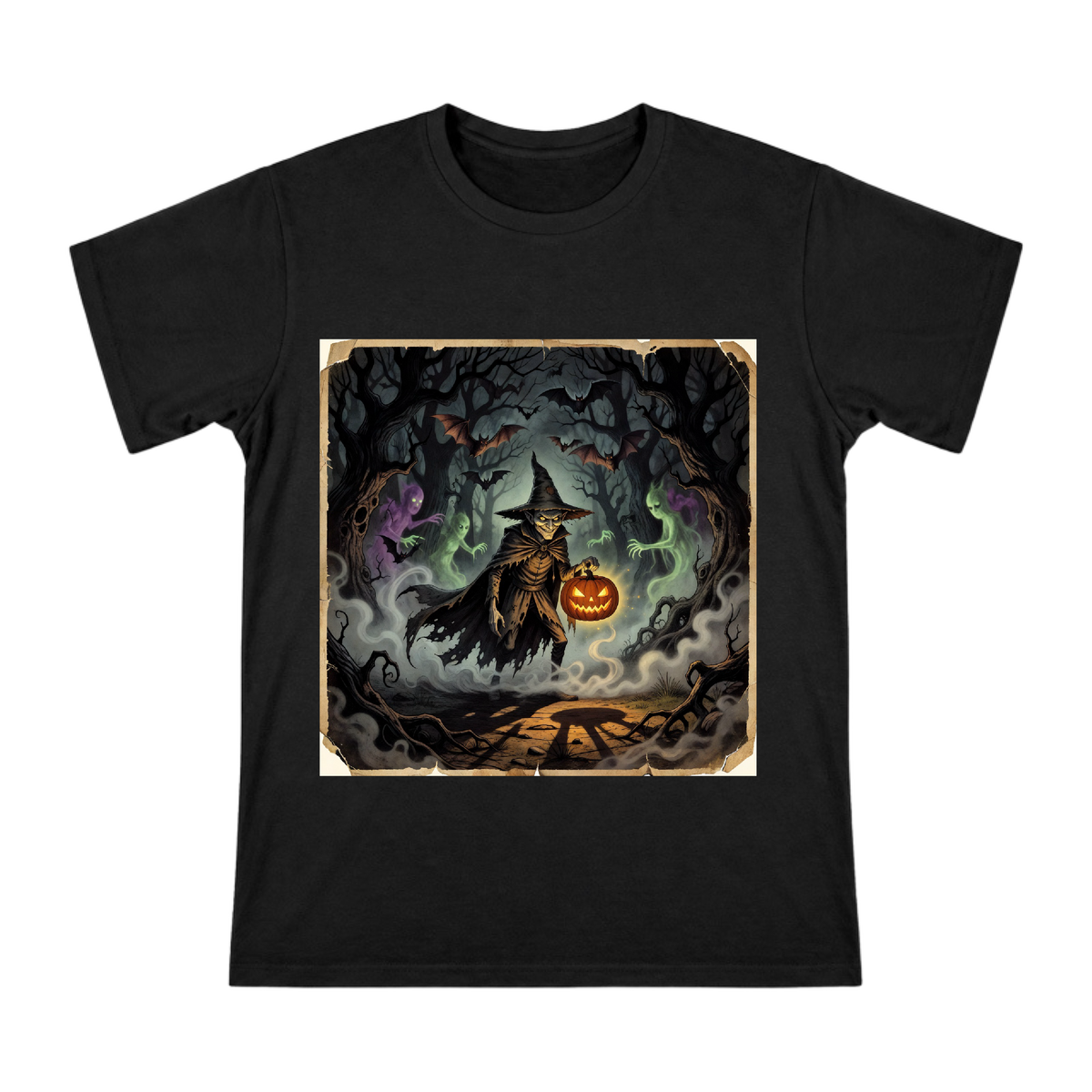 Mist Forest Lantern Witch Men's Cotton T-Shirt front [ai-pod:40b633f20dd08c9aa74ac0b19b578eeb]