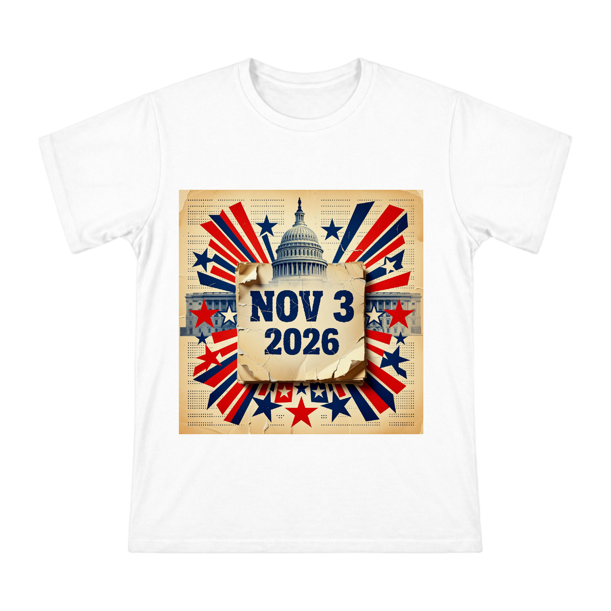 2026 Midterm Election Countdown Retro Poster Men's Heavyweight Cotton T-Shirt front [ai-pod:d90a10ae2be382baeadcb679e83dd297]