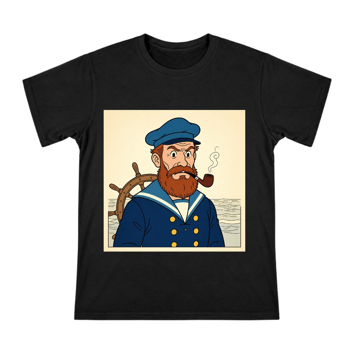 Vintage Captain Haddock Illustration Men's Cotton T-Shirt front [ai-pod:5140dd7d3d22bcd51b4642cd23f1ceb9]