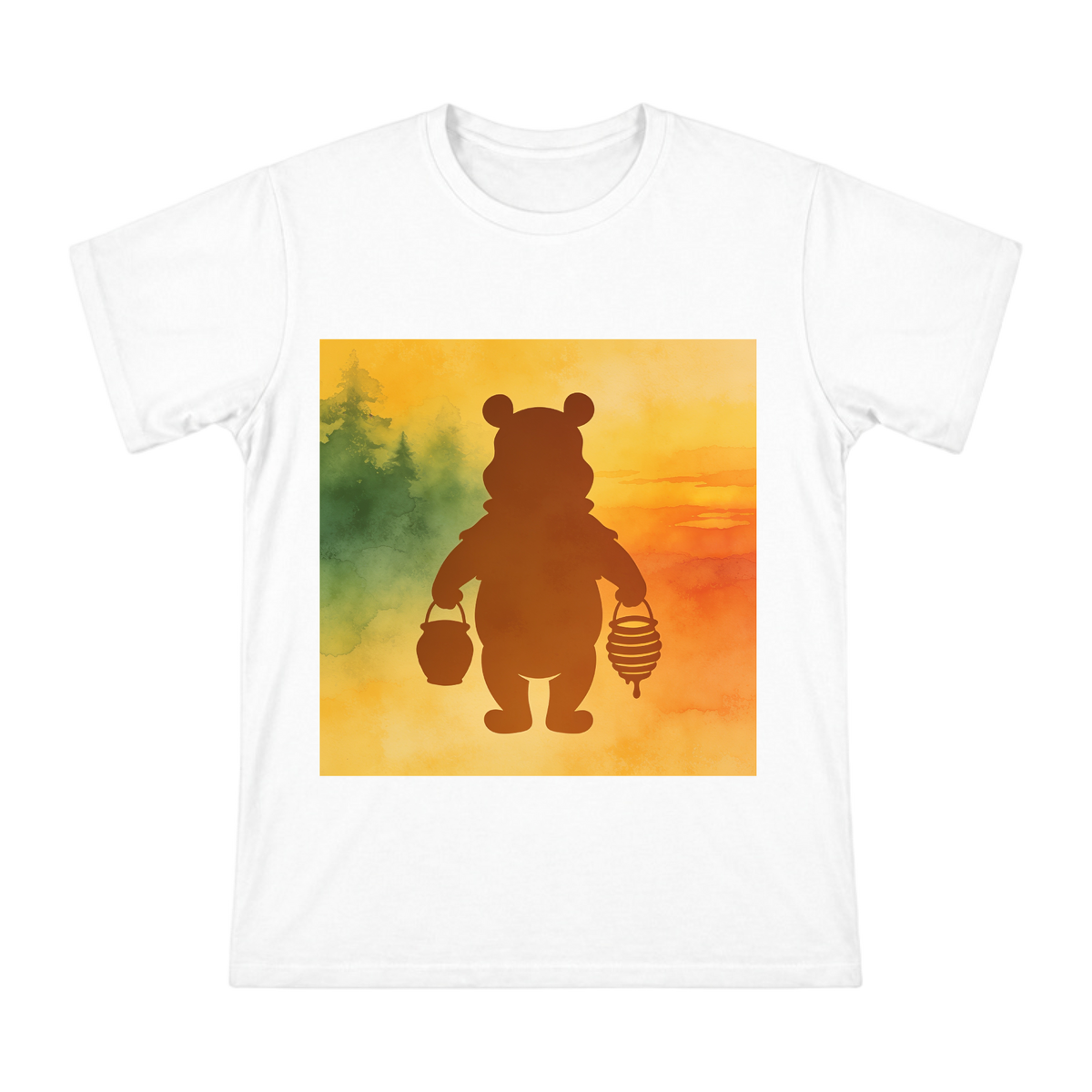 Vintage Warm Brown Bear with Honey Pot Silhouette Men's Cotton T-Shirt front [ai-pod:b2abd826ecf1ff5e5ffbb119433d9c98]